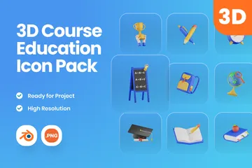 Curso de Educação Pacote de Icon 3D