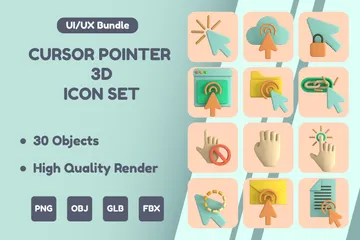 Ponteiro do cursor 3D Icon Pack