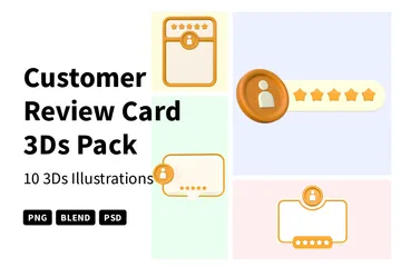 Customer Review Card 3D Icon Pack