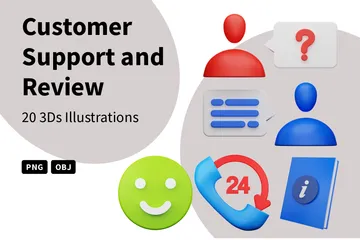 Customer Support And Review 3D Icon Pack
