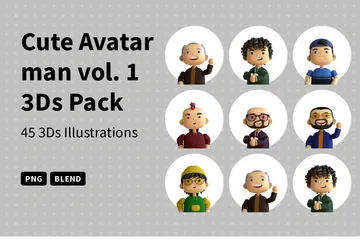 Cute Avatar Man Vol. 1 3D Icon Pack