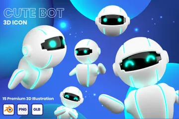 Cute Bot 3D Illustration Pack