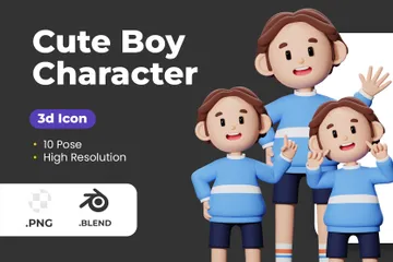 Cute Boy Character 3D Illustration Pack