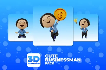 Cute Businessman 3D Illustration Pack