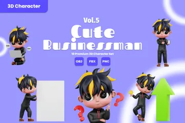 Cute Businessman Character Activity Vol.5 3D Illustration Pack