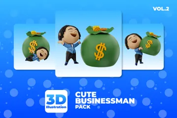 Cute Businessman Vol.2 3D Illustration Pack