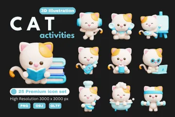 Cute Cat 3D Icon Pack