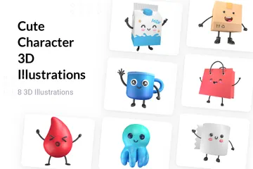 Cute Character 3D Illustration Pack