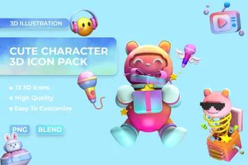 Cute Character 3D Icon Pack