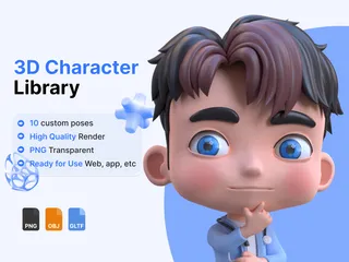 Cute Character Library 3D Illustration Pack