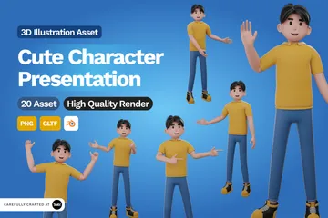 かわいいキャラクターのプレゼンテーション 3D Illustrationパック