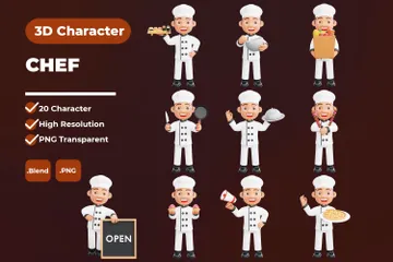 Cute Chef Activities 3D Illustration Pack