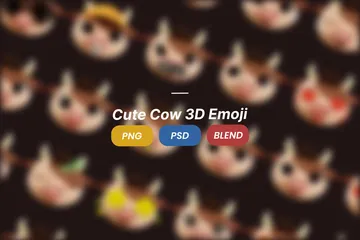 かわいい牛の絵文字 3D Iconパック