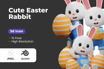 Cute Easter Rabbit 3D Illustration Pack