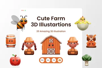 Cute Farm 3D Emoji Pack