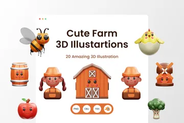 Cute Farm 3D Illustration Pack
