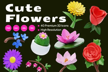 귀여운 꽃 3D Icon 팩