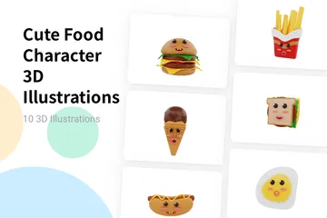 Cute Food Character 3D Illustration Pack