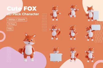 Cute Fox 3D Illustration Pack
