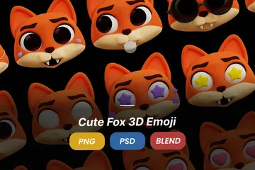 Cute Fox Emoji 3D Icon Pack