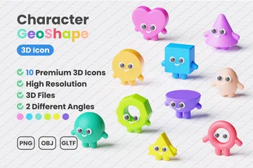 Cute Geometry Character 3D Icon Pack