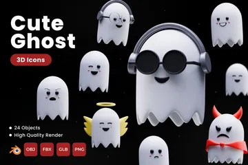 Cute Ghost 3D Icon Pack