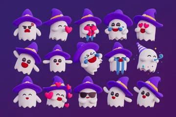 Cute Ghost Emoji 3D Icon Pack