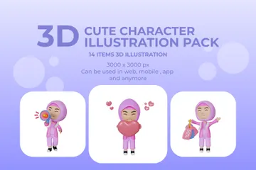 かわいい女の子キャラクター 3D Illustrationパック