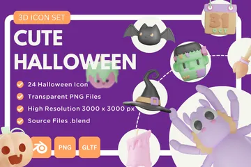 Cute Halloween 3D Icon Pack