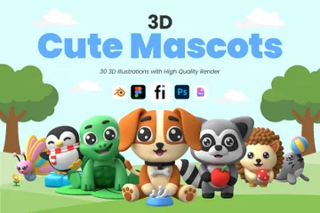 Cute Mascots 3D Icon Pack