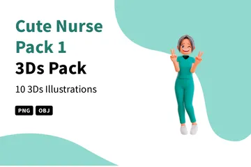 Cute Nurse Pack 1 3D Illustration Pack