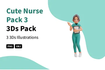 Cute Nurse Pack 3 3D Illustration Pack