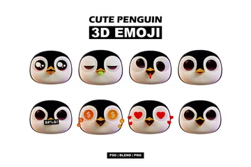 Cute Penguin Emoji 3D Icon Pack