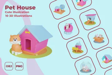 Cute Pet House 3D Icon Pack