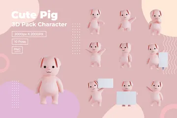 Cute Pig 3D Illustration Pack
