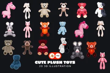 Cute Plush Toys 3D Icon Pack