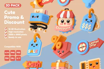 Cute Promo And Discount 3D Icon Pack