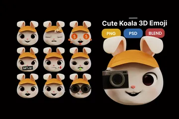 Cute Rabbit Emoji 3D Icon Pack