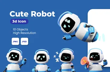 Cute Robot 3D Illustration Pack