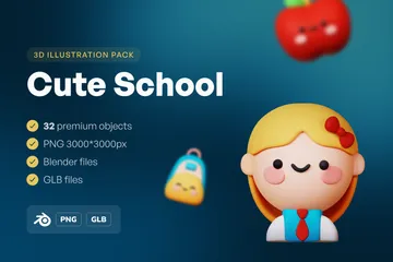 Cute School 3D Icon Pack