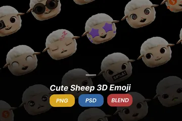 Cute Sheep Emoji 3D Icon Pack