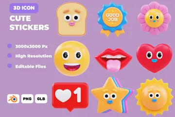 Cute Stickers 3D Icon Pack