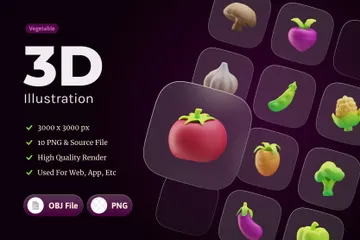 Cute Vegetable 3D Icon Pack