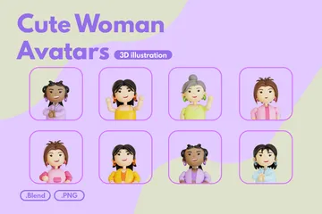 Cute Woman Avatar 3D Icon Pack