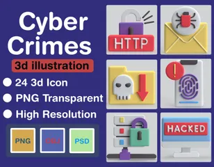 Cyber Crimes 3D Icon Pack