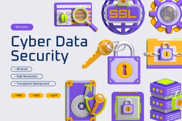 Cyber Data Security 3D Icon Pack