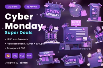 Cyber Monday Sale 3D Icon Pack