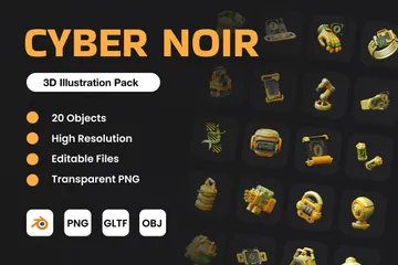 Cyber Noir 3D Icon Pack