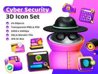 La cyber-sécurité Pack 3D Icon