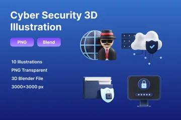 La cyber-sécurité Pack 3D Icon